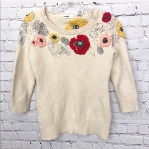 ANTHROPOLOGIE sleeping on snow/ embroidered top
